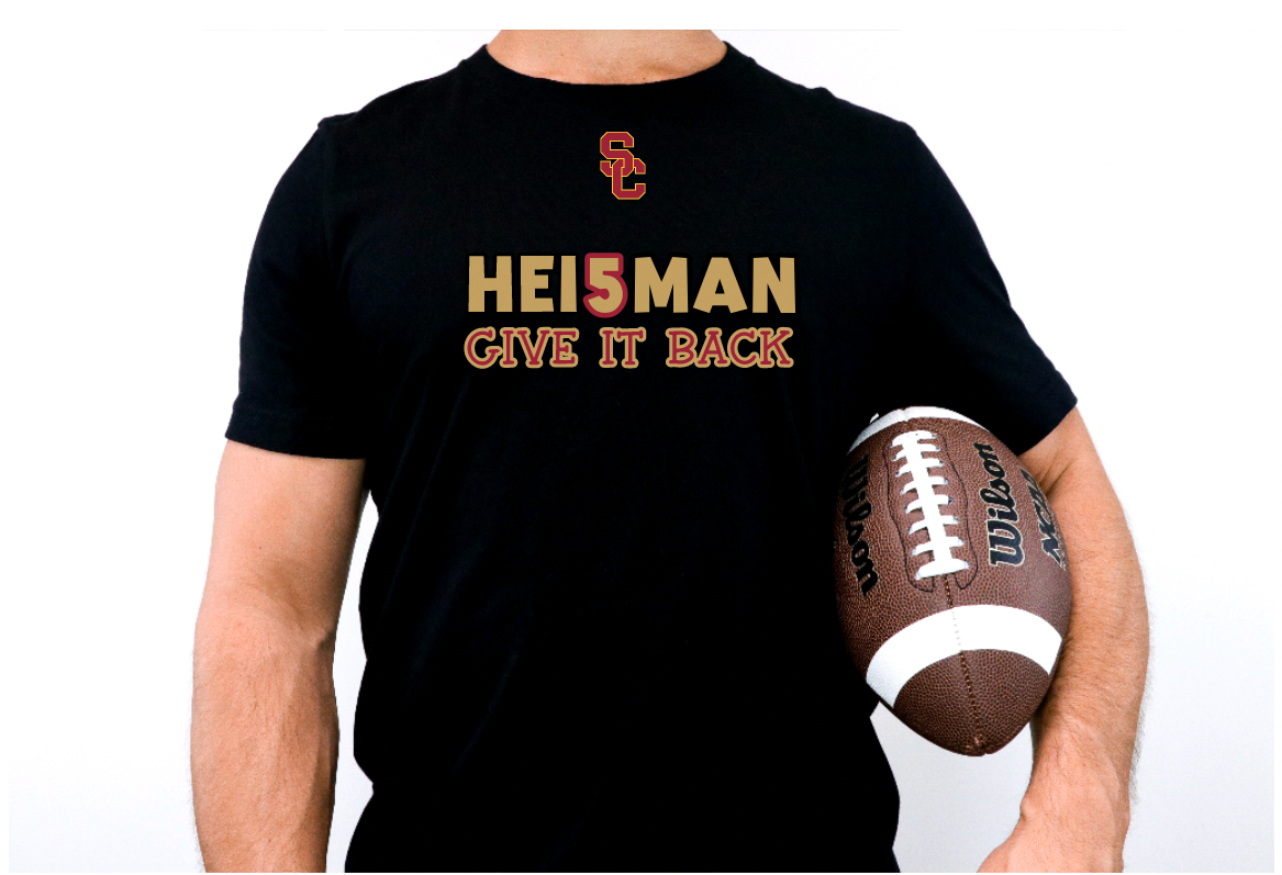 Trojans | USC Heisman (Hei5man) GIVE IT BACK! Tshirt, Sweatshirt, or Hoody