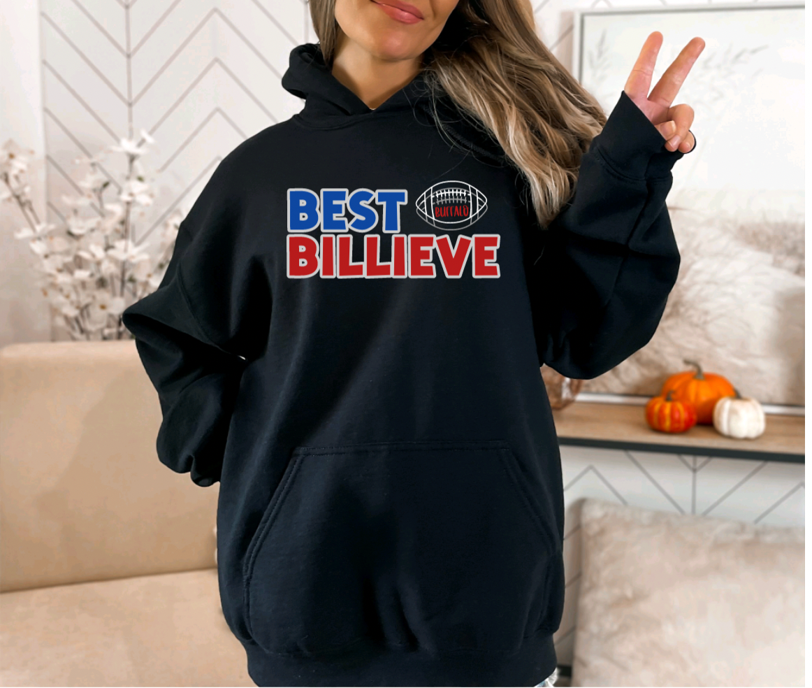 Sportee Chicks Bills Football - Best Billieve Tshirt, Women's Vneck Tshirt, Crewneck Sweatshirt, or Hoody Black / Hoody / Medium