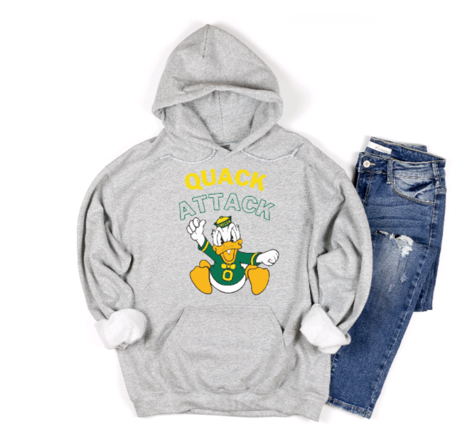 Sportee Chicks Oregon Ducks Quack Attack Football Tshirt Sweatshirt or Hoody S Hoody White